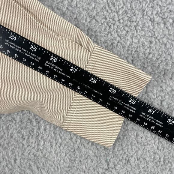 Monticello Collection Men's Large Beige Striped Long Sleeve Button Up Shirt - Picture 10 of 12